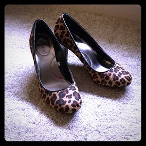 Leopard print heels.
